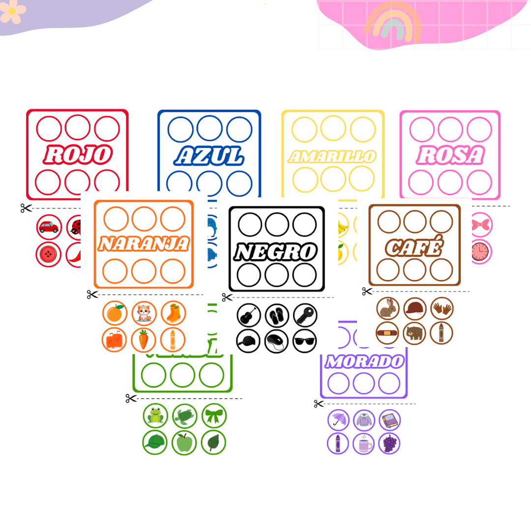 Tarjetas Visuales de Colores